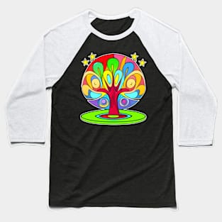 Vibrant 70s Style World Tree of Life (MD23ERD006c) Baseball T-Shirt